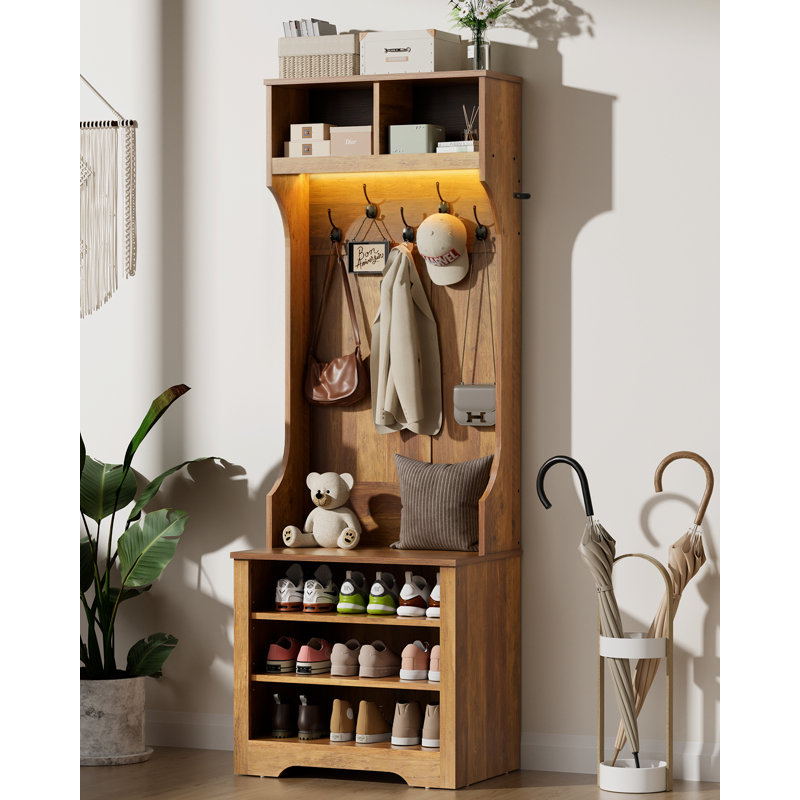 Millwood Pines Hall Tree 23.6'' Wide with Bench, Shoe Storage And